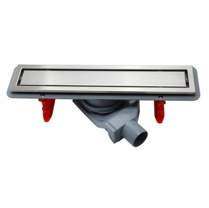 13100005 Линейный трап 750 мм CONFLUO PREMIUM LINE , двухсторонняя модель Исполнение: матовый хром без перфорации/полая под плитку, рамка - матовый хром 