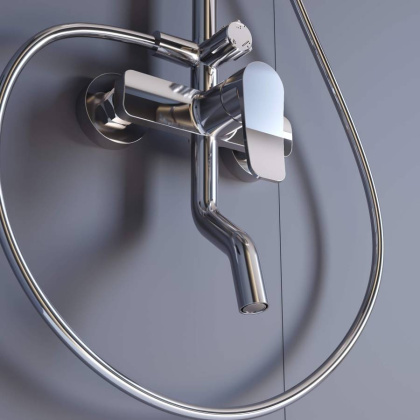 Душевая стойка RGW SP-25 Хром Головной душ/Смеситель (Ручной душ.Шланг 1,5 м.)