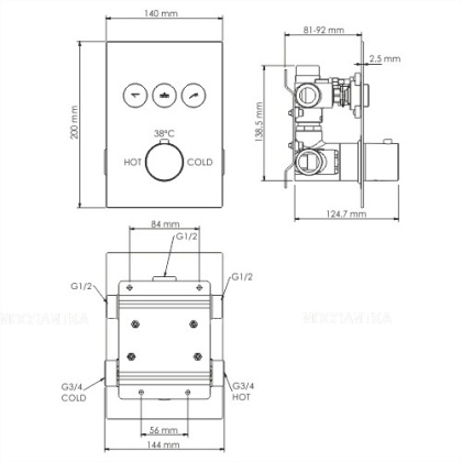 Neime 1944 Thermo Термостатический смеситель для ванны и душа Wasserkraft
