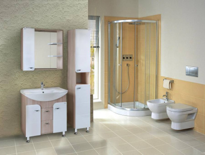 Тумба Onika Стиль 75 напольная, белая/ясень шимо (ум. Стиль 75)