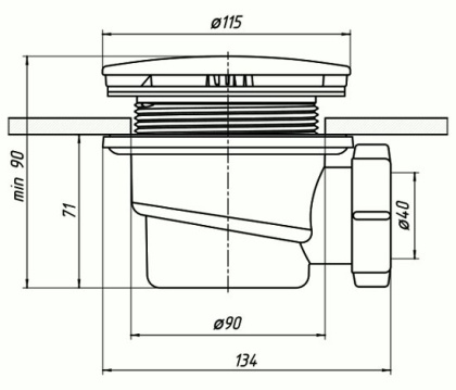 Сифон для поддона АниПласт (бронза)