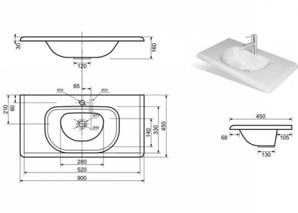 Раковина "Оливия 90" 900х450      