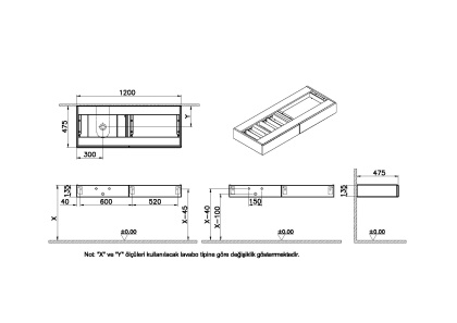 Модуль 120 см под раковину с выдвижным ящиком, левосторонний, темный вяз