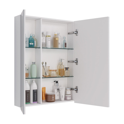 Шкаф зеркальный Lemark UNIVERSAL 60х80см 2-х дверный, цвет корпуса: Белый глянец