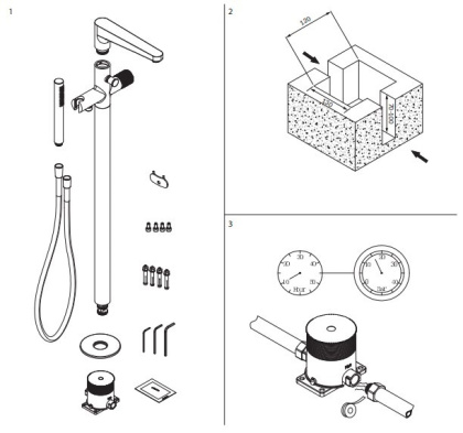 Смеситель для ванны отдельностоящий OMNIRES CONTOUR CT8033GLB (брашированное золото)
