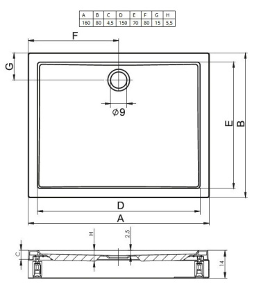 Акриловый душевой поддон Riho Davos 269 160х80 белый + панель DA8300500000000