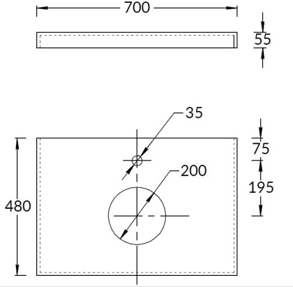 Столешница из керамогранита Роверелла 70x48, темно-серая, CN70.DL501320R