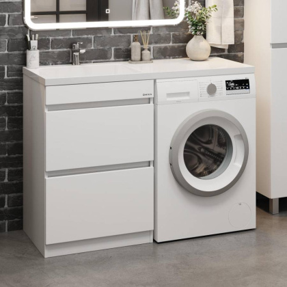 Тумба Onika Милтон 58 напольная под стиральную машину, белая (ум. Kamilla 120/Марсал 120)
