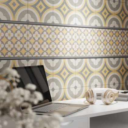 Декор VT\A460\5009 Эрмитаж 2 желтый/оранжевый/серый 20см*20см*6,9мм (1уп/10шт/)матовый, шт