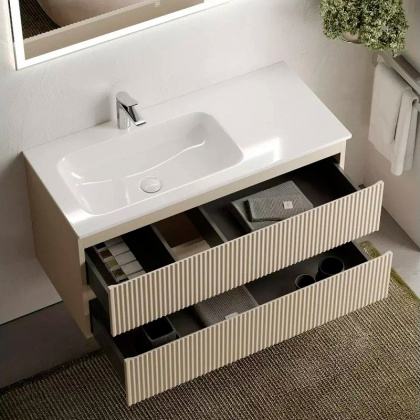 Тумба подвесная SANCOS Snob R левая 995х445х500, c двумя ящиками оснащенными доводчиками, Beige Soft , арт.SNR100LCE