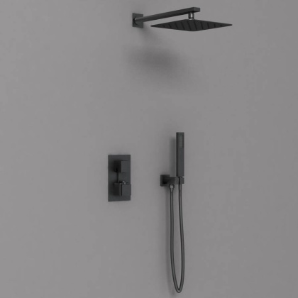 Душевой комплект VSFW-102TMB термостатический встраиваемый, двухрежимный, черный