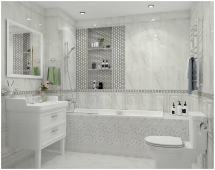 Плитка настенная 6343 Гран Пале белый (25см*40см*8мм) (11шт/1,1м2), м2