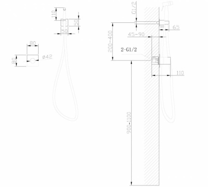 Смеситель ABBER Rund AF8725NG с гигиеническим душем, никель Смеситель ABBER Rund AF8725NG с гигиеническим душем, никель
