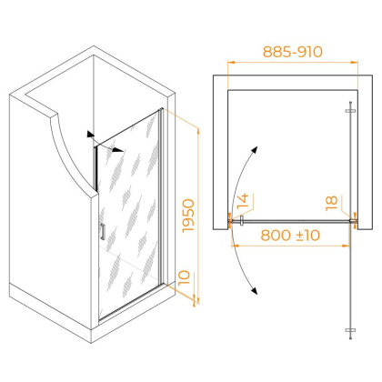 Душевая дверь  90*195 RGW LE-003-Gr Серый/Матовое/6 мм
