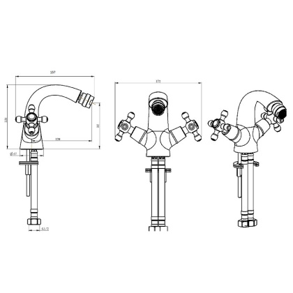 Смеситель для биде ROYAL CRYSTAL, бронза_Комплект