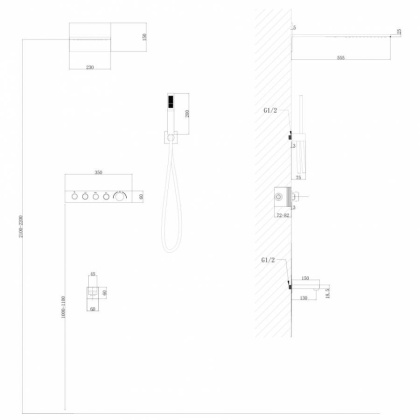 Душевая система ABBER Rund AF8753NG скрытого монтажа с изливом, термостат, никель Душевая система ABBER Rund AF8753NG скрытого монтажа с изливом, термостат, никель