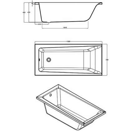Ванна прямоугольная LORENA 150x70