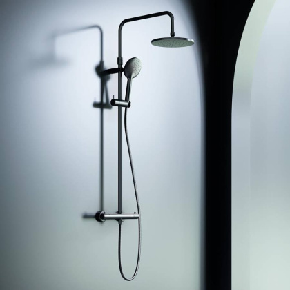 DX218091300 Option, душевая система с ТМС Для душа: верхний душ 230мм, ручной душ 120мм, черный