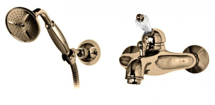 VINTAGE-VDM-01-Sw-N Смеситель для ванны и душа с ручным душем Исполнение: Хром, Ручки: Swarovski Nero 