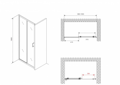 Душевая дверь ABBER Schwarzer Diamant AG301005 Душевая дверь ABBER Schwarzer Diamant AG301005