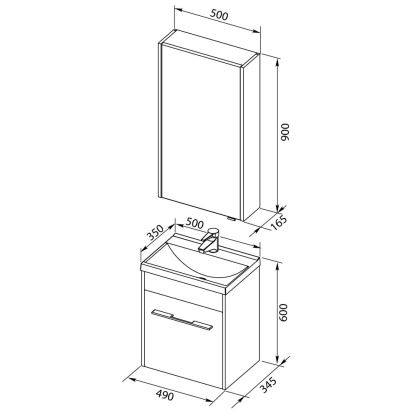 Тумба под раковину Aquanet Августа 50 белый (ручки хром)