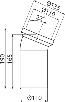 Колено для унитаза 22°