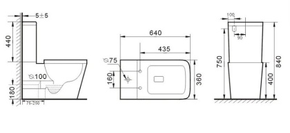 Бачок для унитаза CUBIC Rimless, двойной смыв 3/6 арматура Geberit