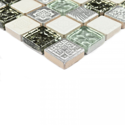 Мозаика Bali Bonaparte серебряная 30см*30см*8мм (1уп/11шт) стекло, керамика, м2