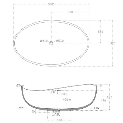 Акриловая ванна Abber 180х110 AB9239