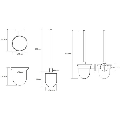 Ершик для унитаза Bemeta Brilo 161113017 Золото (стекло), щётка чëрная
