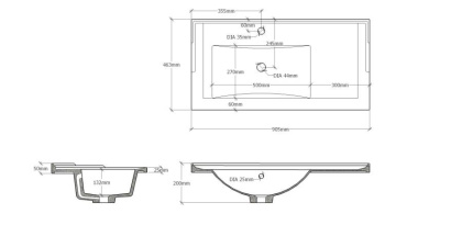 Раковина Onika 90 крыло справа