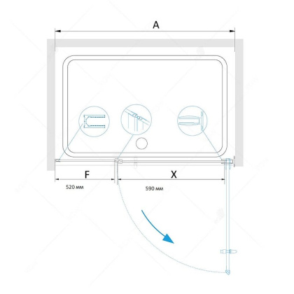 Душевая дверь RGW Hotel HO-012B 120 350601212-24 профиль Черный стекло матовое-сатинат