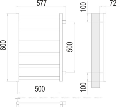 Полотенцесушитель Terminus Аврора П6 500х600 бп500 Полотенцесушитель Terminus Аврора П6 500х600 бп500