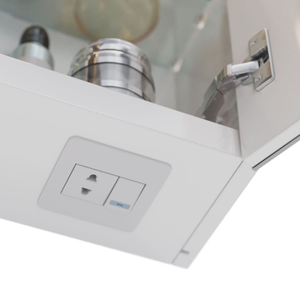 Шкаф зеркальный Lemark ZENON 45х80см 1 дверный, петли слева, с козырьком-подсветкой, с розеткой, цвет корпуса: Белый глянец