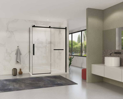 Душевой уголок Como Soft VSR-1CS1015CLB, 1500*1000, черный, стекло прозрачное