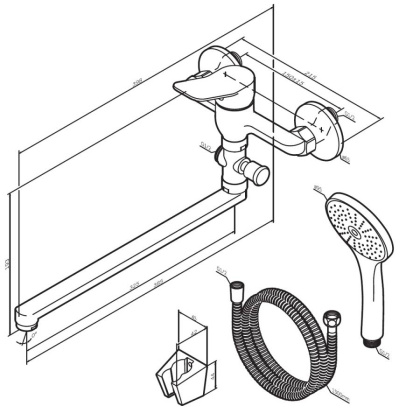 F85A90122 X-Joy, смеситель д/ванны/душа, излив 325 мм, черн