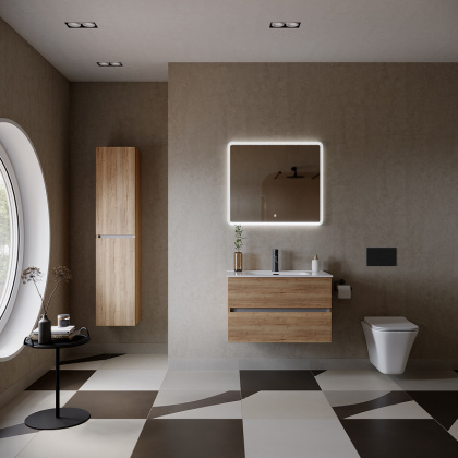 Тумба подвесная SANCOS Urban 790х450х550, c двумя ящиками оснащенными доводчиками, дуб галифакс натуральный , арт. UR80EG