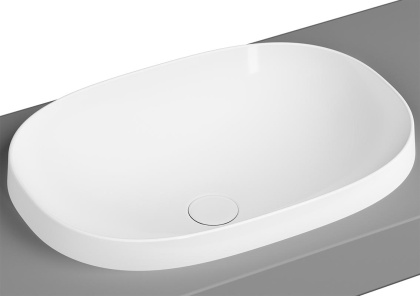 Frame Овальная накладная раковина, 56 см, без отверстия под смеситель, без перелива, белая