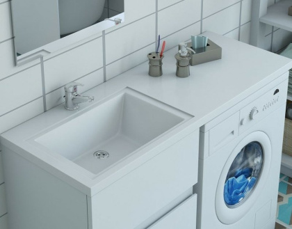 Раковина Эстет Даллас 100 L ФР-00001971 над стиральной машиной Белая