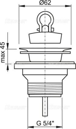 Донный клапан сифона для умывальника 5/4" с нержавеющей peшeткой DN63