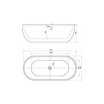 Акриловая ванна Aquanet Delight 170x78 черный матовый