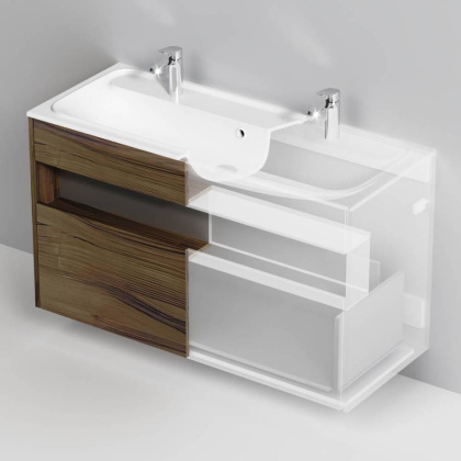 База под раковину с нишей и 1 ящиком, 120 см, дуб крафт, универсальная M8FFUX1201OF