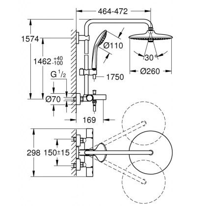 Душевая стойка Grohe Euphoria 260 27475002 хром Душевая стойка Grohe Euphoria 260 27475002 хром