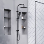931000300 Eclipse, душ. система: верхний душ 220мм, ручн.душ 3 ф-ии 120 мм, штанга 1010 мм, Черный