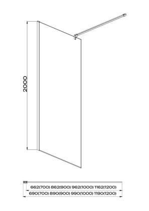 AQ WIW 07020CH Душевая перегородка Walk in с держателем 700x2000 профиль хром, стекло прозрачное