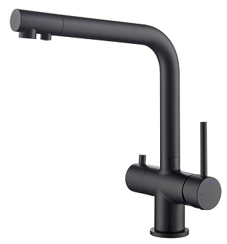 Смеситель Timo Saona 2396/03F для кухни с подключением фильтра, черный матовый