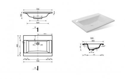 Раковина "Rava 70 silk" 700х480