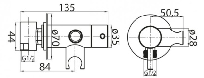 CZR-DA1-NOP Смеситель для душа со штуцером с держателем, исполнение чёрный матовый