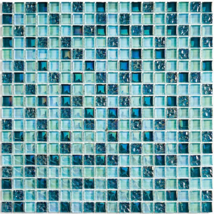 Мозаика стеклянная с камнем Sea Drops (чип 8*15*15) 300*300 (11шт/0.99м2), м2