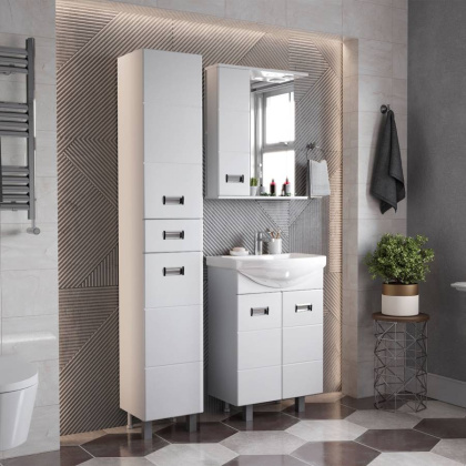 Шкаф-зеркало Onika Балтика 58 белый, левый, с подсветкой